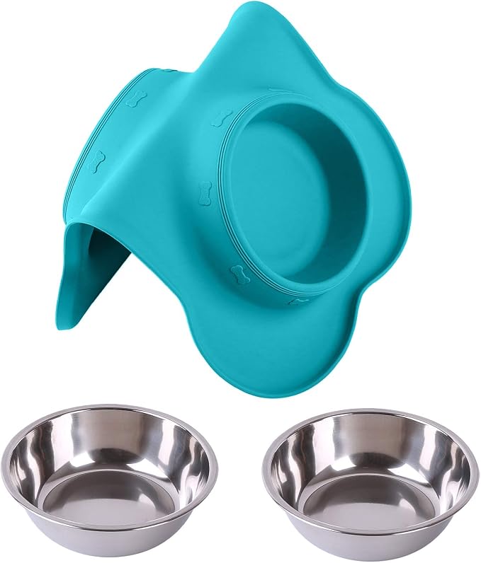 Hubulk Pet Dog Bowls 2 Stainless Steel Dog Bowl with No Spill Non-Skid Silicone Mat + Pet Food Scoop Water and Food Feeder Bowls for Feeding Small Medium Large Dogs Cats Puppies (Medium, Green) - Image 7