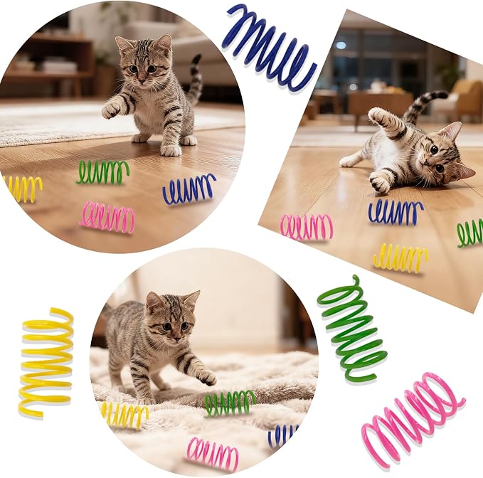 Cat Spring Toys 90 Pack, Interactive Toys for Kittens to Swat, Bite & Hunt, Colorful Durable Plastic Spiral Springs for Indoor Cats - Image 5