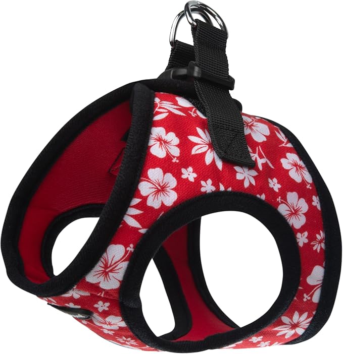 Bark Appeal Red Hibiscus Step-in Dog Harness for Large to X-Large Sized Pets – Updated Sizing, Re-Measuring is Essential – Soft Vest Harness – Anti-Choke with Adjustable Strap & Heavy Duty Clip – XL by BarkAppeal