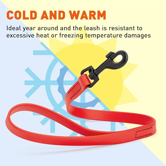 Dogline Biothane Waterproof Dog Leash Strong Coated Nylon Webbing with Black Hardware Odor-Proof Easy to Clean High Performance for Small or Large Dogs Made in USA 2 ft Lead, Cherry Red - Image 6