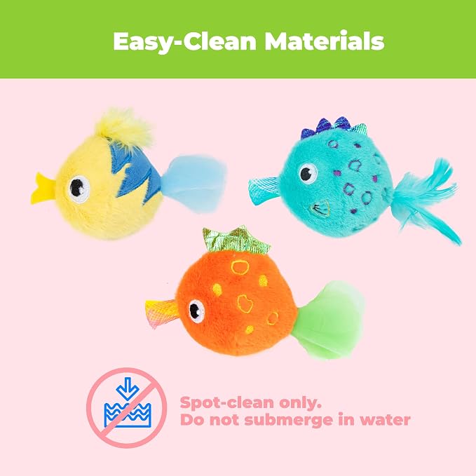 Best Pet Supplies Catify Interactive Cat Toy with Catnip - Fluffy Fish Set | Catnip Infused, 2 Sushi Roll Set, Plush Pull Out Topping Chew Toy, Durable, For Indoor Cats & Kittens, Attaches to Wand - Image 4