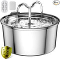 DOOOB Cat Water Fountain, 3.2L/108OZ Stainless Steel Pet Water Dispenser Automatic Metal Dog Drinking Fountains Water Bowl with Replacement Filters Ultra-Quiet Pump by dooob