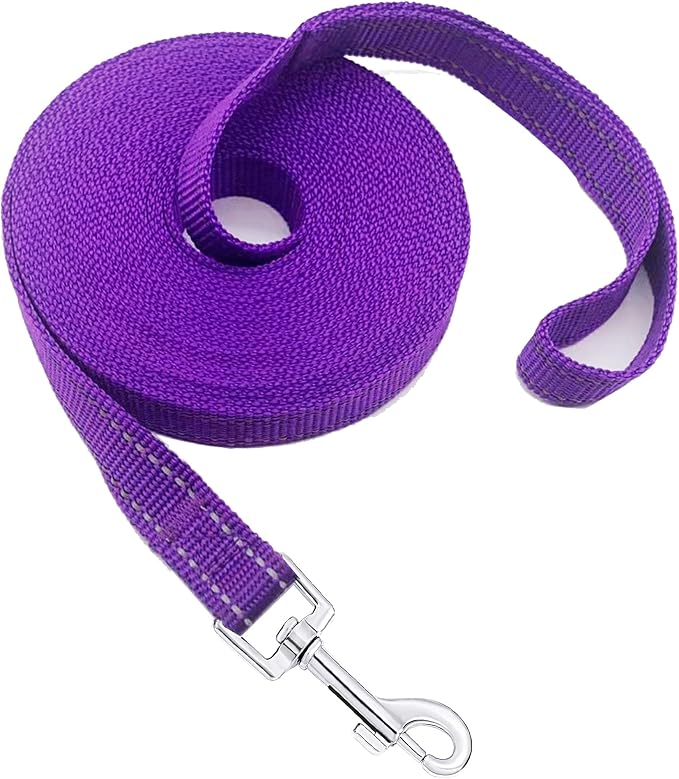 Nylon Training Dog Leash for Small Medium Dogs, 15ft 20ft 30ft 50ft 100ft Reflective Long Leash Dog/Puppy Lead for Obedience Recall Training, Camping by MANDAO