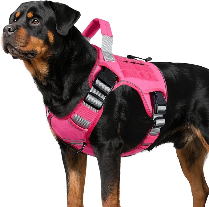 WINGOIN Pink Tactical Dog Harness for Large Dogs,No Pull Dog Harness | Heavy Duty with Handle,Adjustable Reflective,Military K9 Style,xl Size Pet Vest,for Husky Doberman,for Walking Hiking by WINGOIN