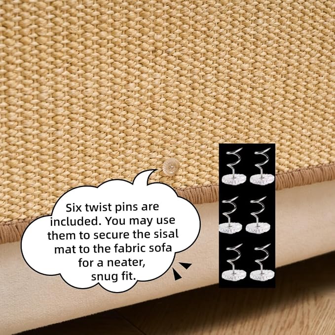 SHENGOCASE Cat Sisal Scratch Pad, Couch Sofa Armrest Protector, Scratcher Cover for Couch Corner, Scratching Post (9.4") - Image 7