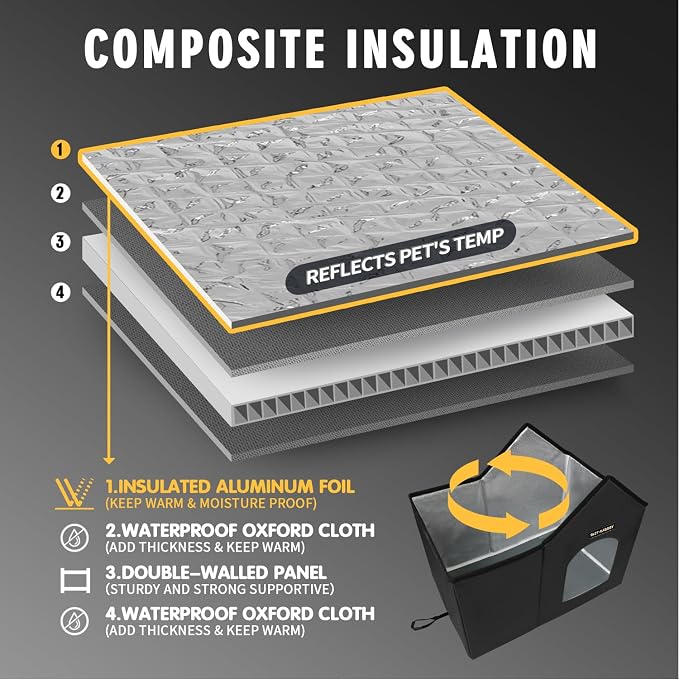 Outdoor Insulated Cat House for Feral Large Cats Weatherproof | Indestructible windproof shelter with mat & clip, insulated waterproof design, fits stray & feral cats for winter outdoor use - Image 2