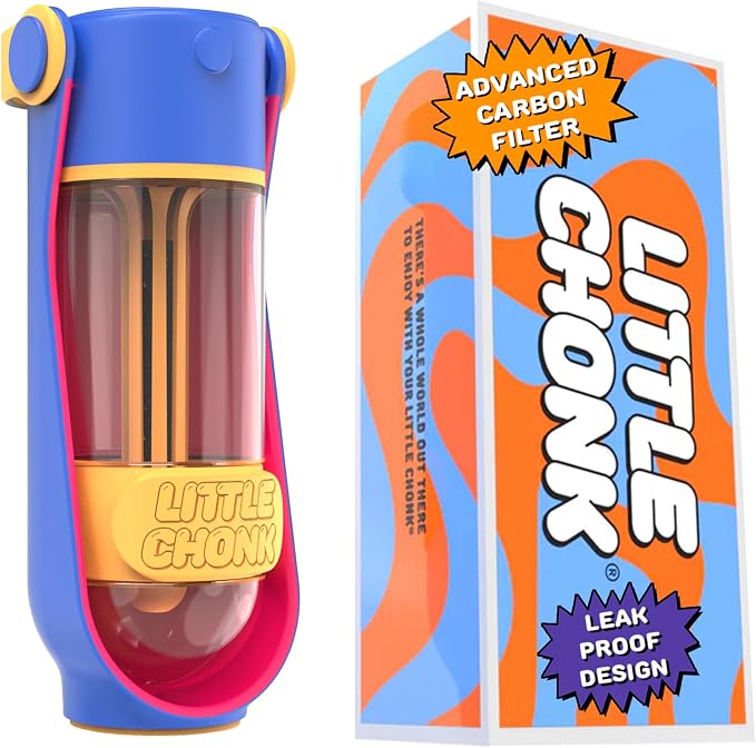Lil Gulp Dog Water Bottle 15 Fl oz Portable Travel Bottle (Power Punch) | Advanced Carbon Filtration for Safe Filtered Water on the Go, BPA-Free, Leak-Proof, Retractable Spout, Walks, Hiking, Camping by LITTLECHONK