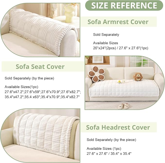 OstepDecor Couch Cover for Dogs, Washable Non Slip Sofa Cover for Pets | Soft Couch Covers for Sofa, Loveseat and Sectional, Furniture Protector Against Pet Hair & Dirt (35.4" x 82.7", White) - Image 3