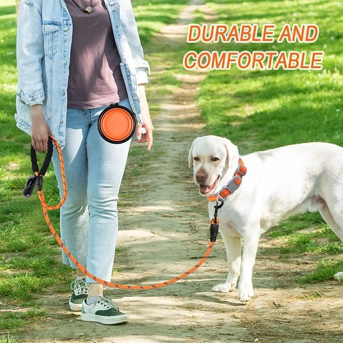 BARKBAY Dog Leashes for Large Dogs Heavy Duty Dog Leash 4/5/6 FT with Comfortable Padded Handle and Highly Reflective Threads for Medium Large Dogs Walking Training Running (6FT-1/2'',Orange) - Image 8