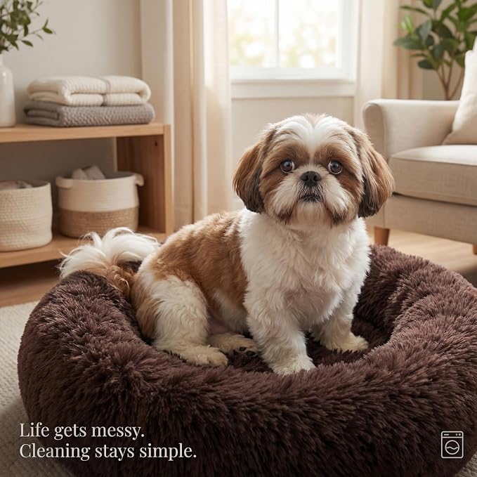 nononfish Small Dog Bed,Soft Calming Donut Sleeping Pet Bed | Soft calming donut bed designed for small dogs and puppies. - Image 7
