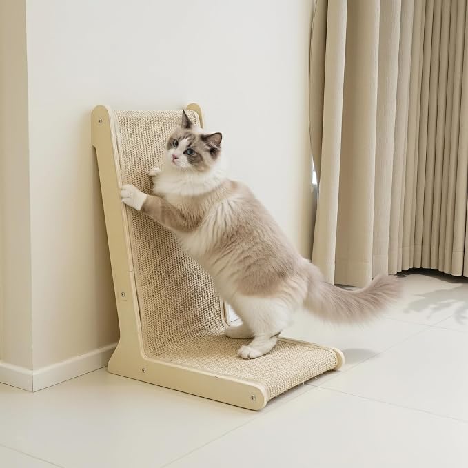 Cat Scratcher – 22.66 Inch Vertical Sisal Cat Scratching Post, Wood Frame 105° Scratch Pad for Indoor Cats, Furniture Protector for Sofa Couch by Aberatail