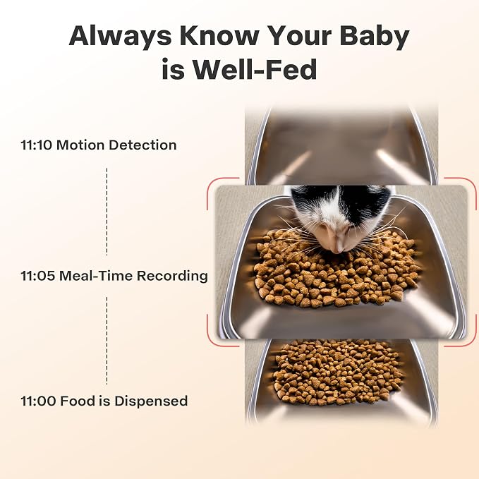 Automatic Cat Feeder with Camera - 5G WiFi Cat Food Dispenser with Night Vision, 7L Dog Feeder Automatic, 1-15 Meals, 1-99 Portions, 2-Way Audio, Jam Free, 10s Voice Recording, Timed Auto Pet Feeder - Image 6