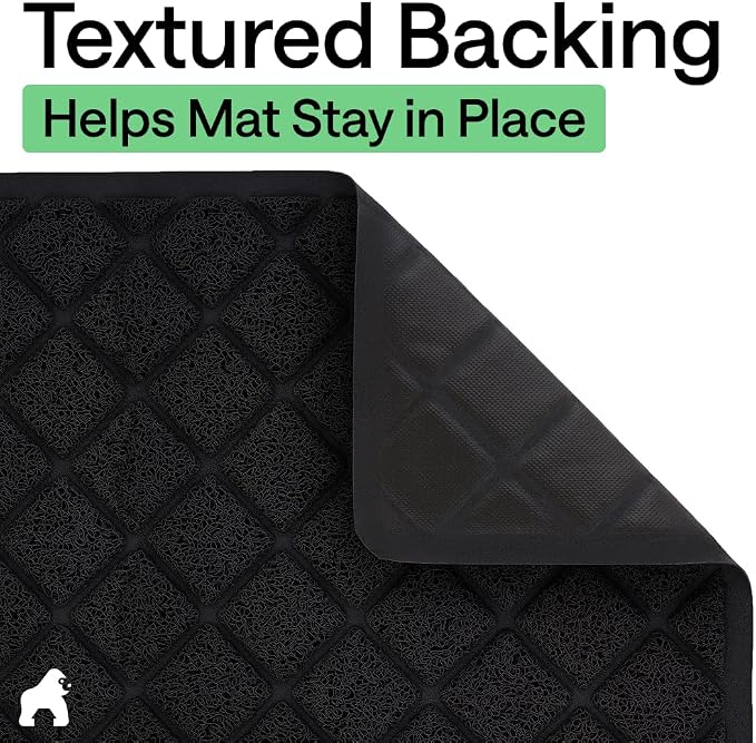 GORILLA GRIP Cat Litter Box Mat, 35x23, Cushioned Coil Mesh Litter Trapping Mats, Scatter Control Supplies for Less Mess, Phthalate Free, Ultra Deep Catch Grooves, Rinse or Vacuum to Clean, Black - Image 4