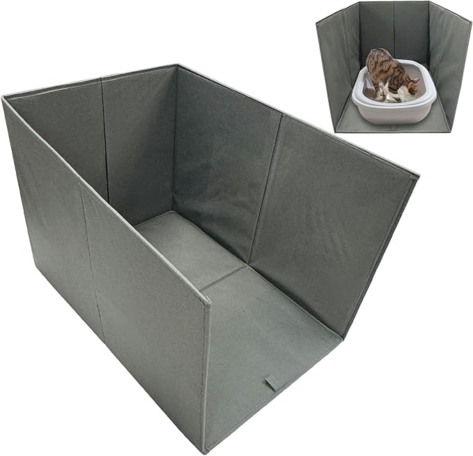 Cat Litter Box Enclosure Splash Guard Large Foldable Removable Mat, Tall for Litter Contained High Side Out Litter Box Keeping Litter Off Floor Easy Clean (26.4 * 21.3 * 16.5 inch) by Unknown