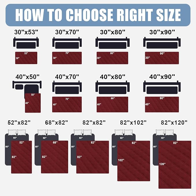 Smiry Waterproof Reversible Pet Couch Covers for Dogs | Pet Friendly, Soft Fabric, Washable Sofa Furniture Protector for Dogs Cat Kids, Checkered (30"x70", Wine Red/Wine Red) - Image 6