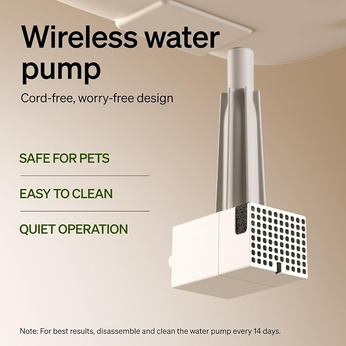 PETLIBRO Cat Water Fountain, Cordless Pet Water Fountain Battery Operated, 2.5L/84oz Dockstream Water Fountains for Cats Indoor, Cat Fountain with Stainless Steel Tray, Easy to Clean BPA-Free - Image 8