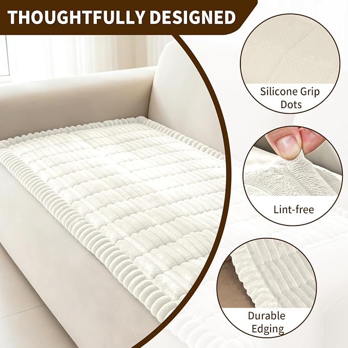 Leakproof Couch Cover for Dogs, Non Slip Washable Sofa Protector | Stain-Resistant Window Seat Cushions Chair Mat Car Seat Cover for Kids Pets (Off-White 27.6" x 70.9") - Image 2