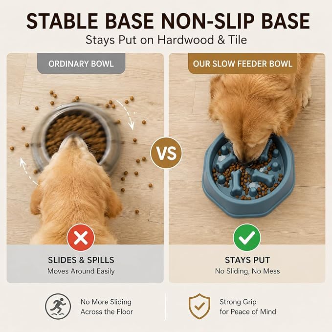 Slow Feeder Dog Bowl,Suitable for Small and Medium Breeds. Blue | Slow Feed Puzzle Dog Bowl, Non-Slip Interactive Maze to Slow Eating, Bone-Shaped. - Image 5