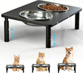 Adjustable Elevated Cat Bowls,6°/12° Tilted Cat Bowl Stand Anti-Vomiting | 3 Heights,Raised Cat Food and Water Bowl Set with Metal Stand,2 Stainless Steel Bowls for Cats and Puppy by Unknown
