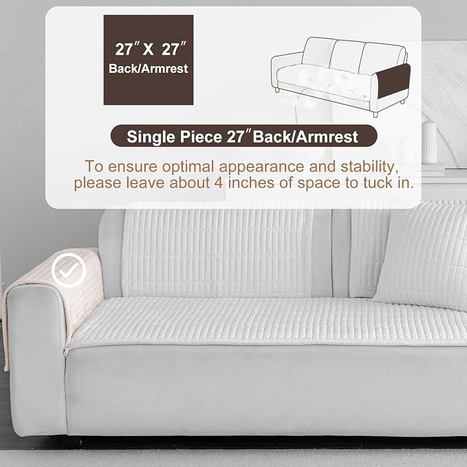 Velvet Washable Dog Couch Cover, Non-Slip Waterproof Pet Sofa Protector for Cushion Sectional, L-Shaped Sofa & Loveseat, Machine Washable(1PC/27.6"x27.6",White) - Image 2