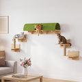 7-in-1 Cat Shelves for Wall, Cat Wall Furniture Set with Tunnel | Multi-Level Floating Cat Shelves for Space Saving, Solid Wood Cat Climbing System with Scratching Posts, Burlywood by Homiflex