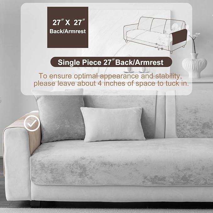 Easy Clean Couch Cover for Pets,Non Slip Sofa Covers Washable for 3 Cushion Couch Sofa Sectional Sofa Slipcover, Furniture Protector (1 PCS 28"x28" Khaki) - Image 2