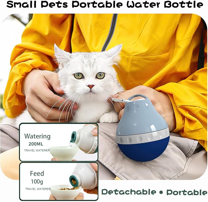 Dog Travel Water Bottle Detachable Bowl Leak Proof Portable ，Silicone Bottle Body，Collapsible and Suitable for Small Pets for Outdoor Walking, Hiking, Travel (Blue, 200ml) - Image 3