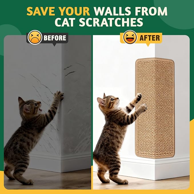 ENONCI Corner Cat Scratcher Wall, 19.6x9.8 Cat Scratcher Pad for Door Frame | Anti Scratch Door Frame Furniture Protector for Indoor Cats - Image 3