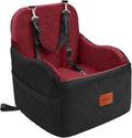 Lealchum Dog Booster Car Seat for Small/Medium Dogs,Puppy Portable Car Bed with Elevated Cushion,Fully Detachable and Washable,2 Storage Pockets,Easy to Install (Blakc/Red, Medium) by Lealchum
