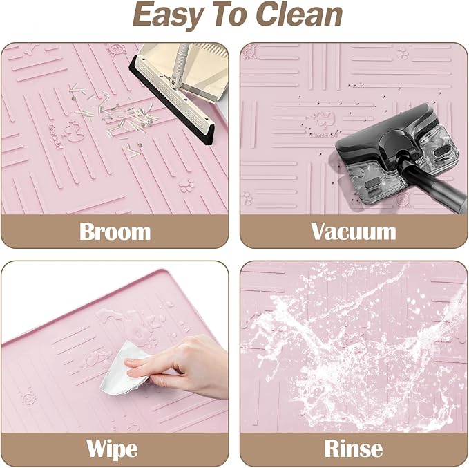 Silicone Cat Litter Mat, 34" X 25" Litter Box Mat, Pink | SiliconeLitter Trapping Mat, Soft and Waterproof,Cat Litter Box Mats for Floor - Image 6