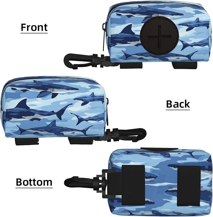 Dog Poop Bag Holder for Leashes - Lightweight Pet Waste Bags Dispenser Doggy Zippered Pouch for Puppy Walking Accessories(Camouflage Shark) - Image 2