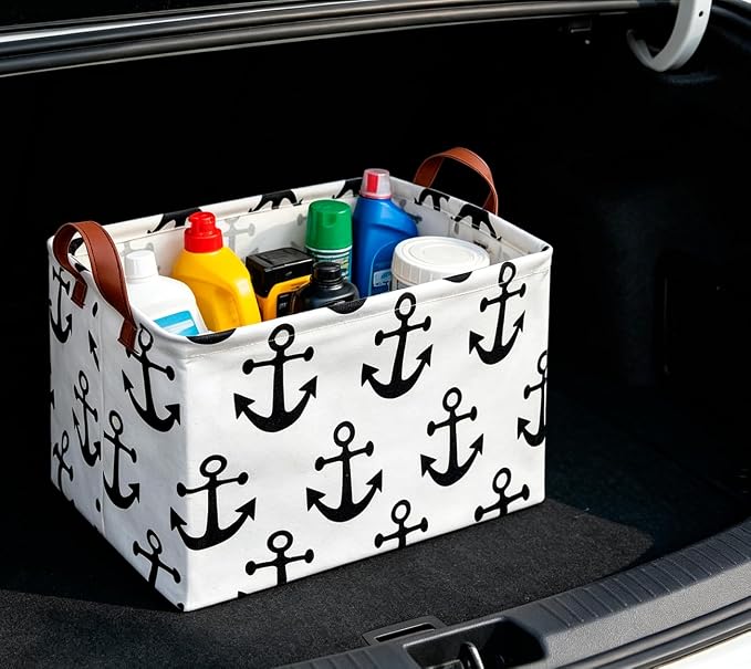 CLOCOR Rectangular Storage Basket,Collapsible Storage Bin,Gift Baskets(Anchor) - Image 3