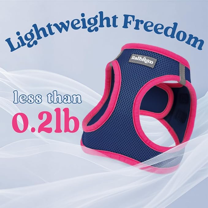 rabbitgoo Dog Harness Small Sized and Leash Set, Step in Soft Vest | Breathable Mesh, Easy Wear with Hook & Loop, Light and Reflective for Walking, Multi-colored, Navy Blue & Rose Red, XXS - Image 7