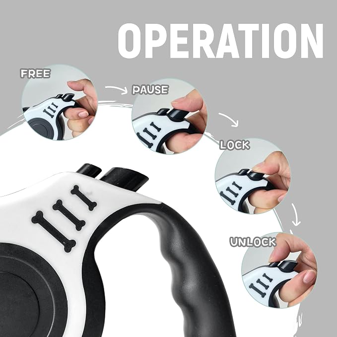 Retractable Dog Leash Automatic Telescopic Tractor Dog Tape | Pet Tape 10/16 FT Durable and Convenient, with Folding Bowl, Dispenser, Rubbish Bags, Suitable for Small and Medium Dogs - Image 4