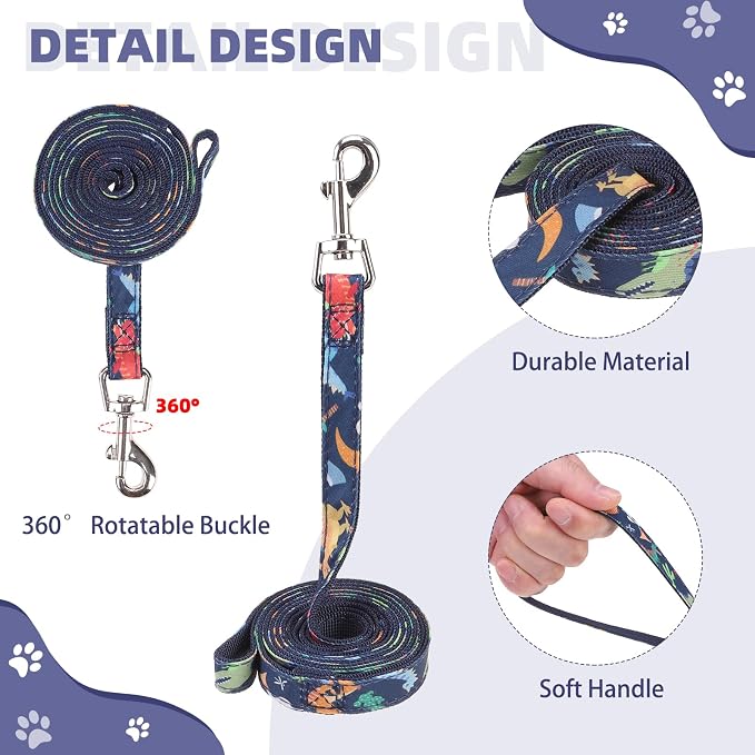KOOLTAIL Dog Harness and Leash Set for Small Medium Dogs, Step in No Pull Soft Mesh Dog Harness Comfort Padded Pet Vest, Adjustable Reflective Easy Walking Puppy Cats Harness Training, Dinosaur S - Image 3