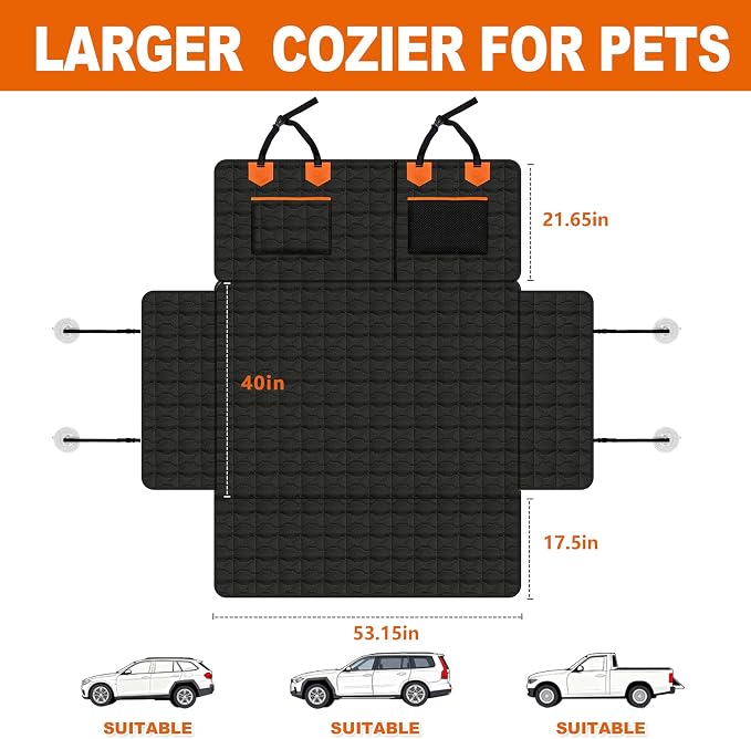 SUV Liner for Dogs, Waterproof Dog Trunk Cover with Bumper Flap Protector, PU Large Size Universal Fit, Black - Image 3