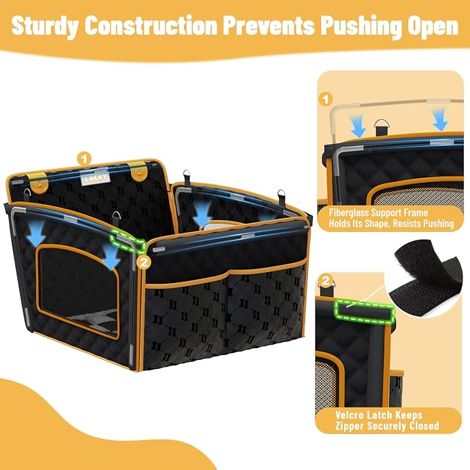 2-in-1 Dog Car Seat for Large Dogs Set with Black&White Dog Mat for Car | Sturdy Fiberglass Support,Scratch-resistant and Waterproof,Hard Bottom Extender 40%,Signature Card,Breathable Mesh Window - Image 4