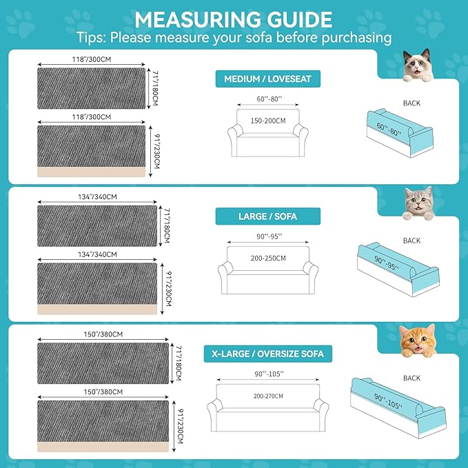 Warmstar Couch Protector from Cat Claws, Waterproof Couch Cover Anti Slip | Couch Cover 3 Cushion Sofa Washable,Anti-Scratch Pet Sofa Cover Heavy Duty,71"X118", Dark Grey - Image 2
