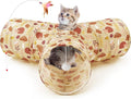 Tempcore Cat Tunnel for Indoor Cats, 3 Way Collapsible Pet Play Tunnel with Teaser Wand, Peek Holes & Hanging Ball, Interactive Tube for Kittens & Rabbits, Khaki Hedgehog by Tempcore