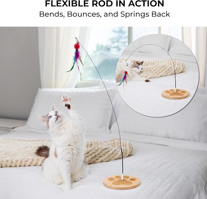 Cat Toys for Indoor Cats, Interactive Cat Toy Wand, Kitten Stuff, 18 Lures | Heavy Stable Base Prevents Toppling, Dual Suction Cup For Extra Play Options, Trigger natural feline hunting instincts today - Image 7