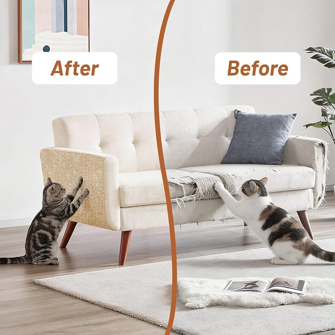 78.7" x 15.8" Cat Scratch Furniture Protector | Trimmable DIY Self-Adhesive Strong Adhesion, Won't Fall Off, Easy to Use, Leaves No Residue, for Couch, Sofa, Wall & Door - Image 4