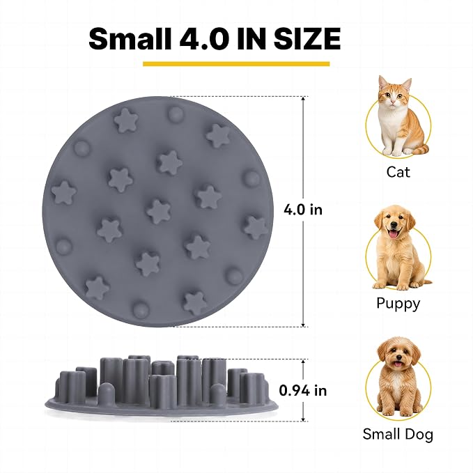 Slow Feeder Insert for Cat Dog Bowls, Anti-Choking Silicone with Strong Suction Cups, Fits Most Cat Bowls, Ideal for Puppy Small Medium Breeds (Gray) - Image 2