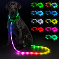 Light Up Dog Leash with Collar 2-in-1, 14 LED Modes Reflective Leash for Medium Large Dogs, USB Rechargeable Waterproof Adjustable Night Walking for Safety by Kpuplol