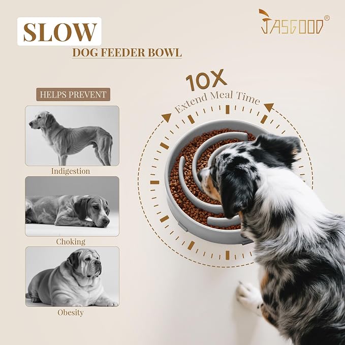 JASGOOD Slow Feeder Dog Bowl - Anti-Gulping, Prevents Bloat & Choking, Healthy Design for Large & Medium Dogs - Image 3