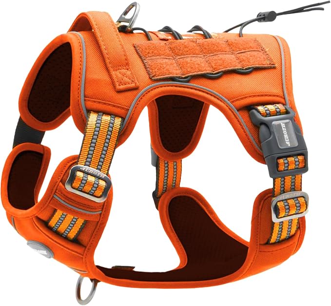 AUROTH Tactical Dog Harness for Large Dogs No Pull Adjustable Pet Harness Reflective K9 Working Training Easy Control Pet Vest Military Service Dog Harnesses Orange L | Easy Control with handle, Adjustable, Reflective, Military K9, for German Shepherd ... - Image 8