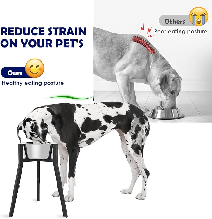 Elevated Dog Bowl Stand for Large Dogs, Adjustable Height & Width,Single Raised Dog Food Water Holder,Bowl Not Included - Image 2