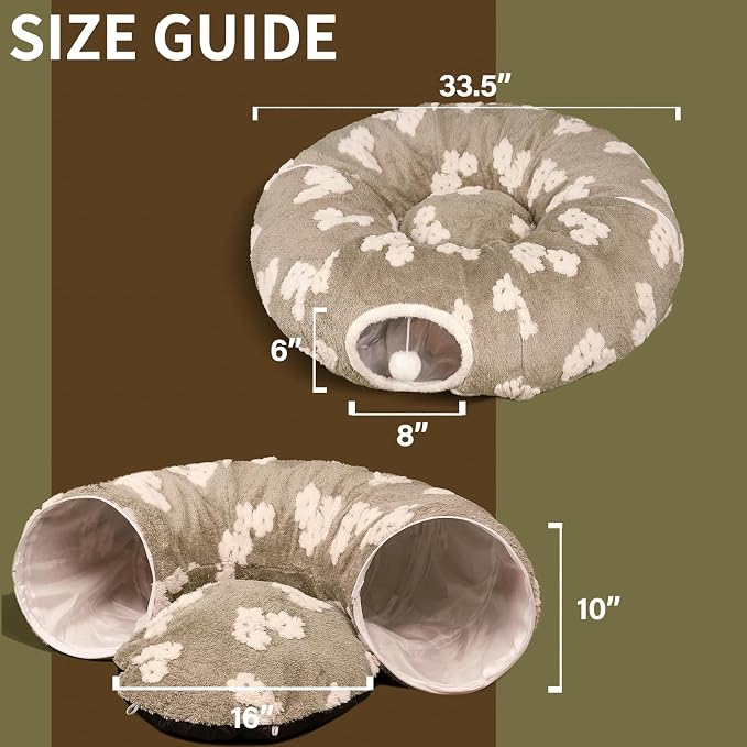 Pesen Cat Tunnel Bed with Soft Cushion for Indoor Cats and Kittens | Interactive Pet Toy Encourages Exploration, Supports Natural Instincts and Bonding for Cats, Small Dogs and Rabbits - Image 6