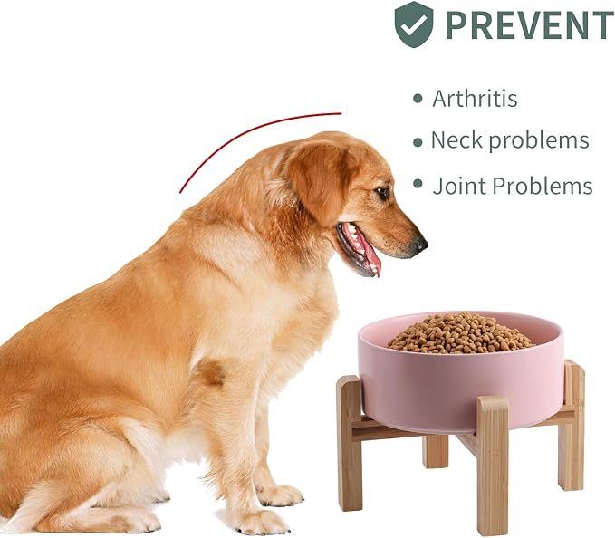 Pink Raised/Elevated Ceramic Dog Bowl for Small Medium Sized Breeds,Dog Food Water Bowl with Stand,6 in Non Slip Heavy Pet Feeding Dish 3.6 Cups/ 850 ml /28 OZ - Image 4