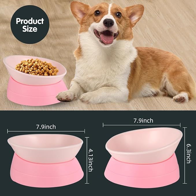 Bulldog Bowl Anti-Slip Dog Cat Dish Detachable Rubber Dog Bowl Pet Sterile Tilted Pet Feeder Slope Base - Image 2