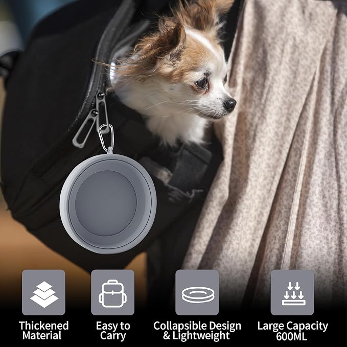 SLSON Spill Proof Dog Water Bowl for Cars,Collapsible No Splash Dog Travel Bowls Integrated Molding Portable Pet Bowl for Vehicle Road Trip Truck,RV,SUV,Boat Accessories (Cold Grey) - Image 6